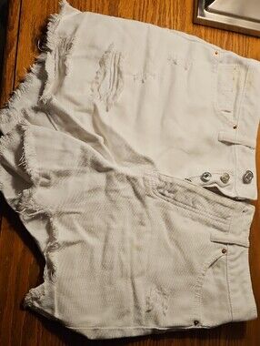 YMI White Distressed High-Rise Denim Shorts